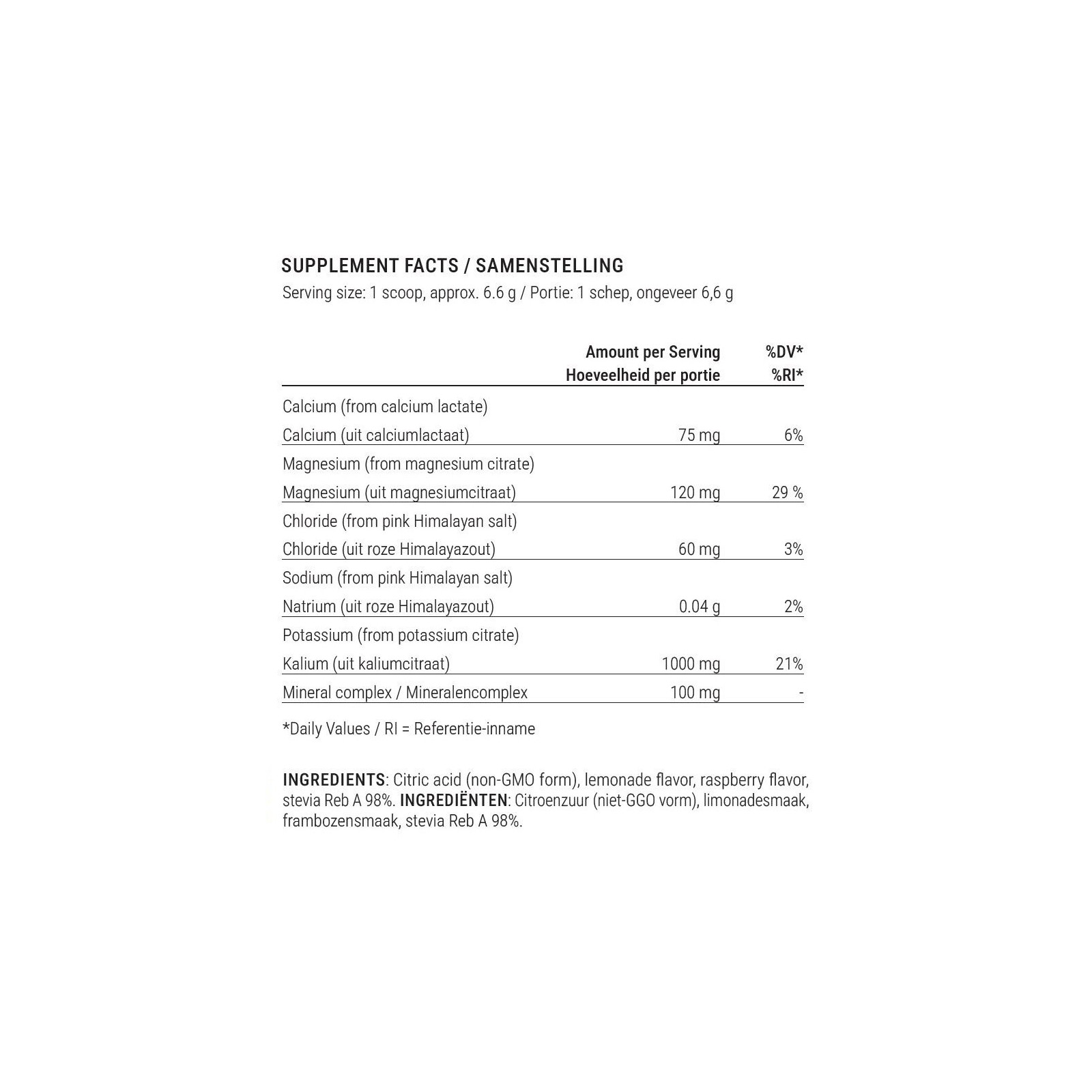 Electrolyte Powder Raspberry & Lemon Natural Flavor 100 Servings