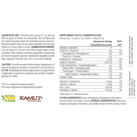 Raw Wheatgrass Juice Powder Lemon